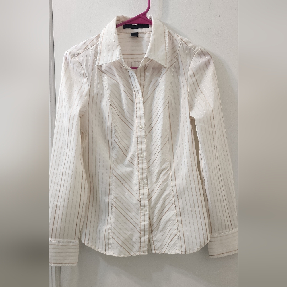 Striped Cream Button-Up Shirtβ